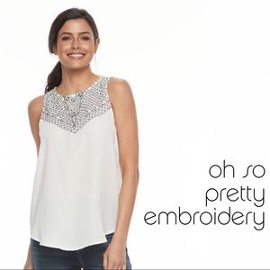 Apt. 9 White Embroidered Blouse